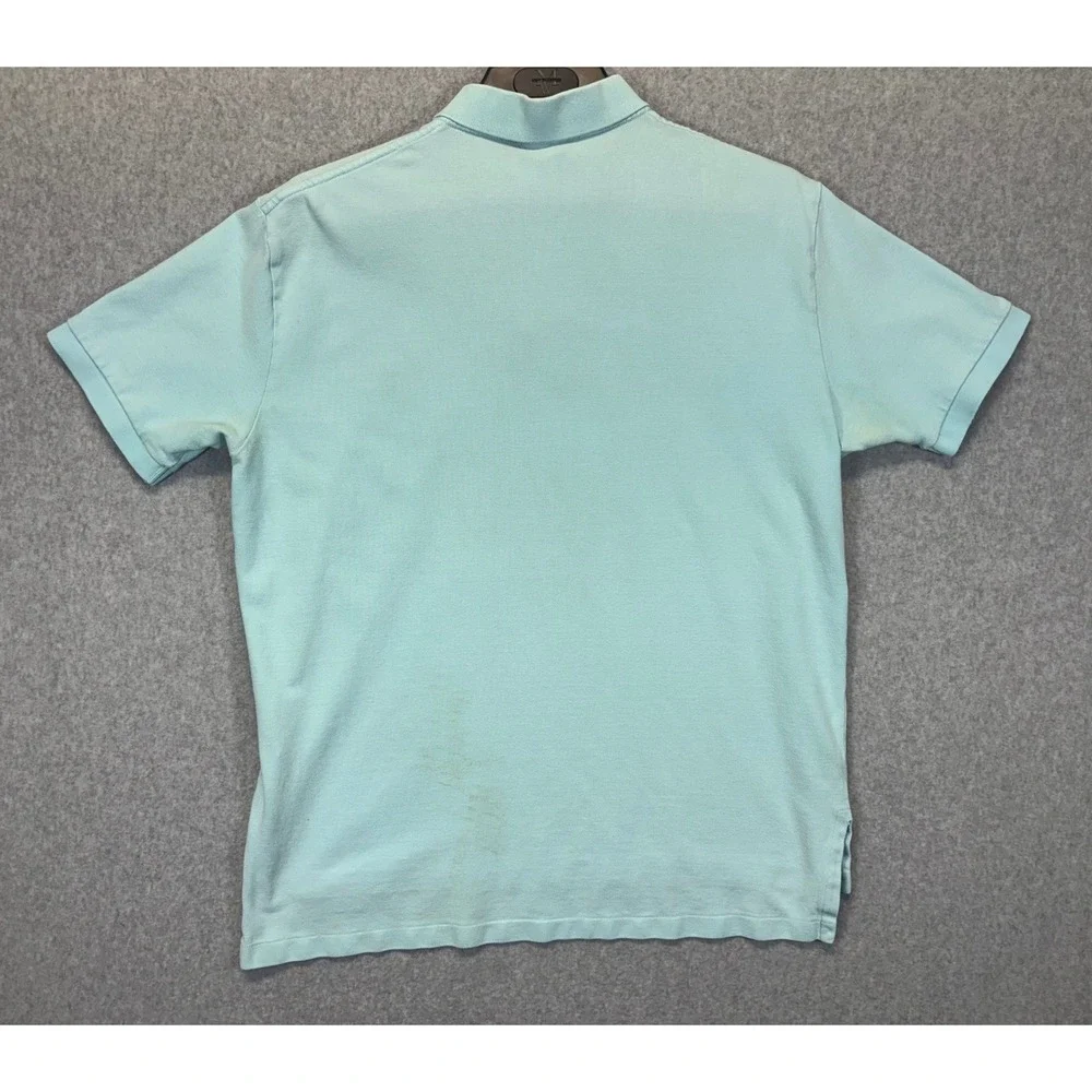 Polo Ralph Lauren Mens Large Light Blue Short Sleeve Pique Polo Yellow Pony